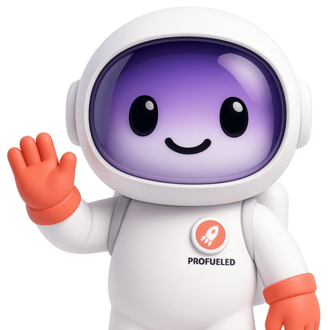 Profueled mascot waving